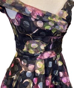 MARCHESA NOTTE Floral Dot Gown in Black Multicolor (8) 7