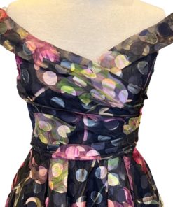 MARCHESA NOTTE Floral Dot Gown in Black Multicolor (8) 8