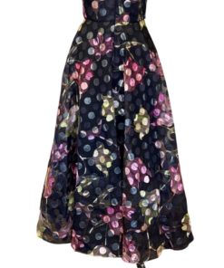 MARCHESA NOTTE Floral Dot Gown in Black Multicolor (8) 9