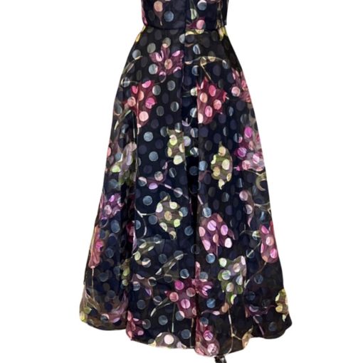 MARCHESA NOTTE Floral Dot Gown in Black Multicolor (8) 4