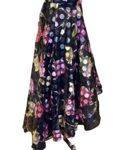 MARCHESA NOTTE Floral Dot Gown in Black Multicolor (8) 10