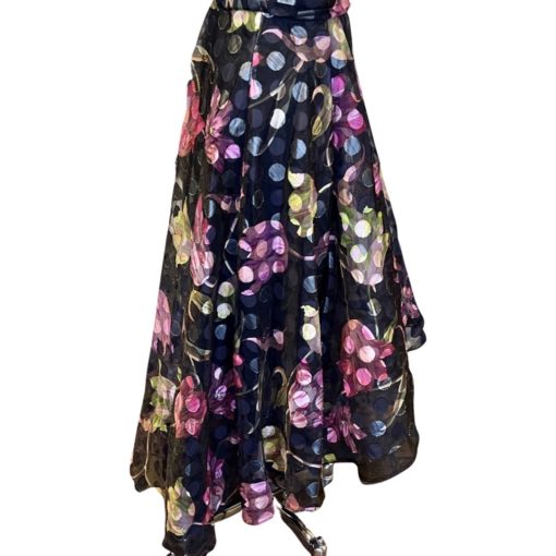 MARCHESA NOTTE Floral Dot Gown in Black Multicolor (8) 5