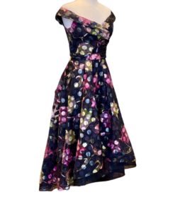 MARCHESA NOTTE Floral Dot Gown in Black Multicolor (8) 11