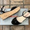 PRADA Patent Cork Wedge Sandal in Black (39) 14