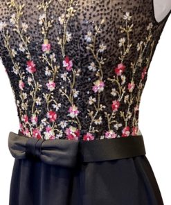 REEM ACRA Sequin Floral Gown in Black (4) 7