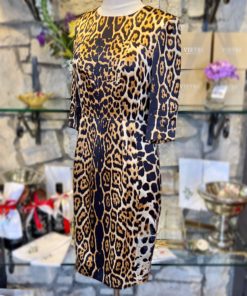 SAINT LAURENT Leopard Dress in Gold and Black (38) 10