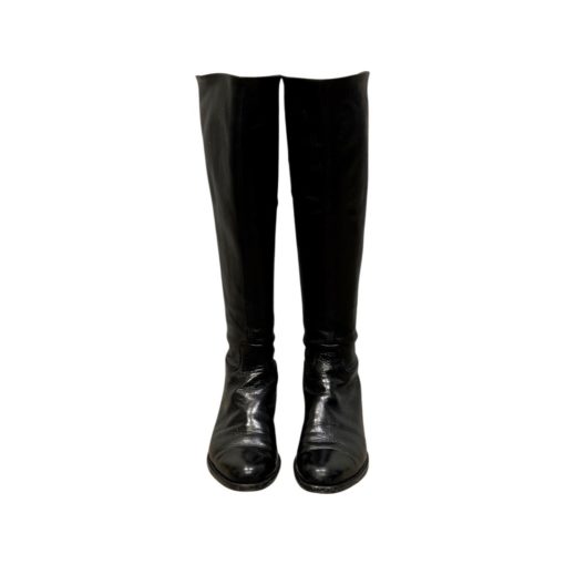 UNUTZER Leather Riding Boots in Black (7.5) 6