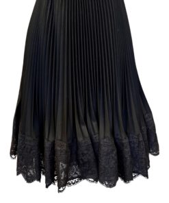 VALENTINO Pleated Lace Hem Dress in Black (4) 6