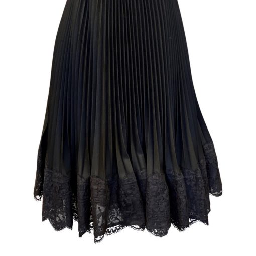 VALENTINO Pleated Lace Hem Dress in Black (4) 2