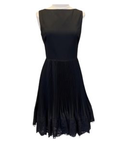 VALENTINO Pleated Lace Hem Dress in Black (4) 7