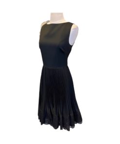 VALENTINO Pleated Lace Hem Dress in Black (4) 9