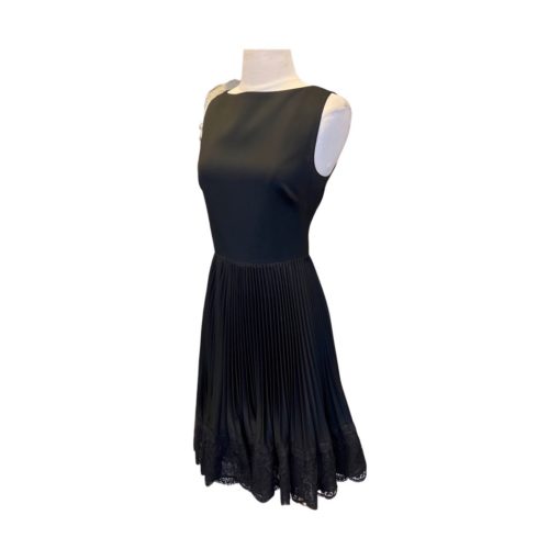 VALENTINO Pleated Lace Hem Dress in Black (4) 5