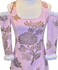 ANDREW GN Butterfly Dress in Pink and Brown (4) 9