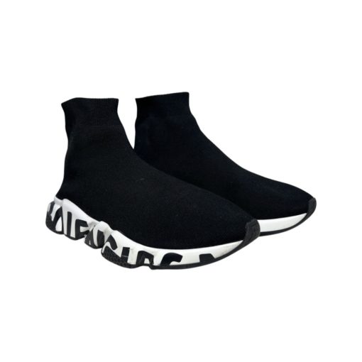BALENCIAGA Graffiti Sneakers in Black and White (40) 5