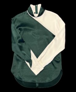 CEDRIC CHARLIER Colorblock Blouse in Green and White (Medium) 5