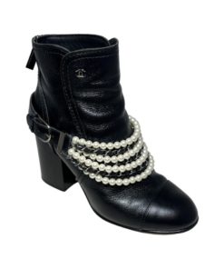 CHANEL Multistrand Booties in Black and Pearl (39.5) 7