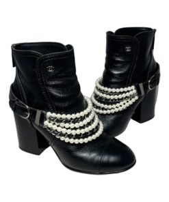 CHANEL Multistrand Booties in Black and Pearl (39.5) 8