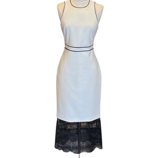 CINQ A SEPT Halter Dress in White and Black (6) 3