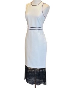 CINQ A SEPT Halter Dress in White and Black (6) 7