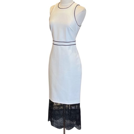 CINQ A SEPT Halter Dress in White and Black (6) 4