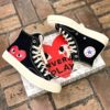 COMMES DES GARCONS Play Peekaboo Hi Top Sneakers in Black, Red and White (7) 6