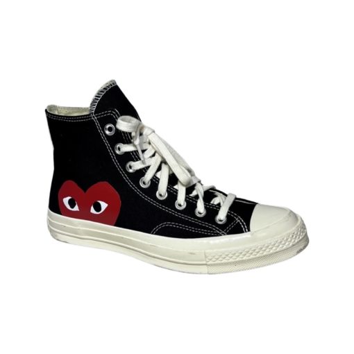COMMES DES GARCONS Play Peekaboo Hi Top Sneakers in Black, Red and White (7) 3