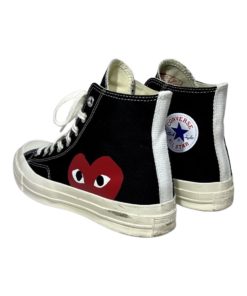 COMMES DES GARCONS Play Peekaboo Hi Top Sneakers in Black, Red and White (7) 10