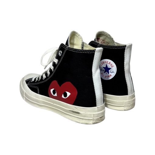 COMMES DES GARCONS Play Peekaboo Hi Top Sneakers in Black, Red and White (7) 5