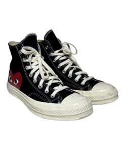 COMMES DES GARCONS Play Peekaboo Hi Top Sneakers in Black, Red and White (7) 11