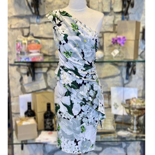 ELIZABETH KENNEDY Floral Dress in White and Green (6) 1