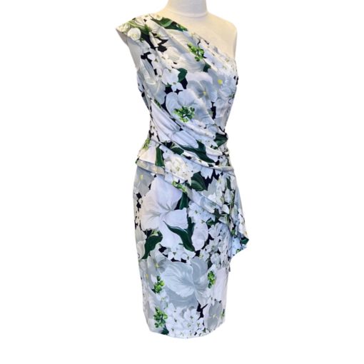 ELIZABETH KENNEDY Floral Dress in White and Green (6) 5