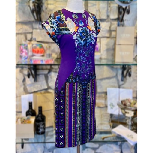 ETRO Print Cap Sleeve Dress in Purple (42) 1