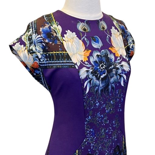 ETRO Print Cap Sleeve Dress in Purple (42) 2