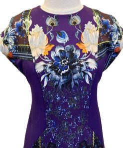 ETRO Print Cap Sleeve Dress in Purple (42) 12