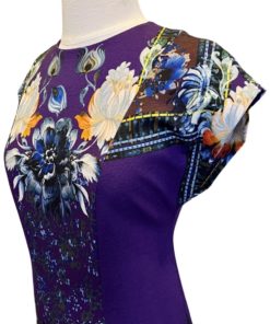ETRO Print Cap Sleeve Dress in Purple (42) 13
