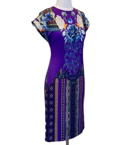 ETRO Print Cap Sleeve Dress in Purple (42) 14