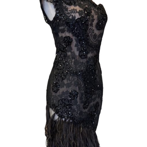 FEZANDI Ostrich Feather Gown in Black (4) 3