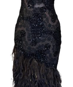 FEZANDI Ostrich Feather Gown in Black (4) 10