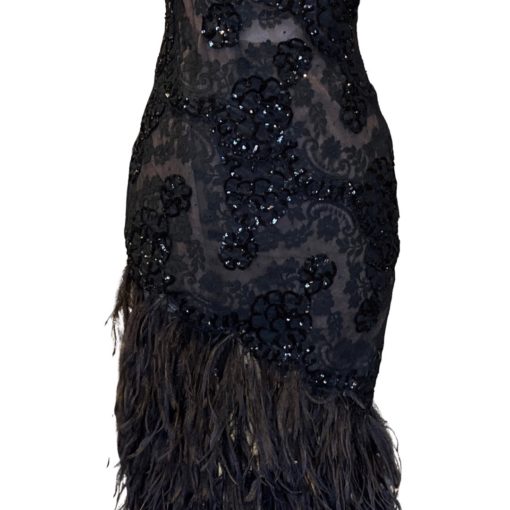 FEZANDI Ostrich Feather Gown in Black (4) 4