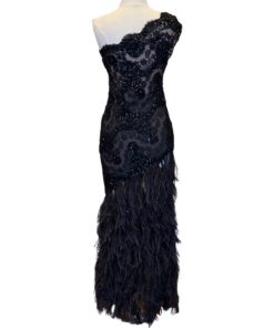 FEZANDI Ostrich Feather Gown in Black (4) 11