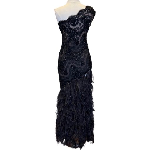 FEZANDI Ostrich Feather Gown in Black (4) 5