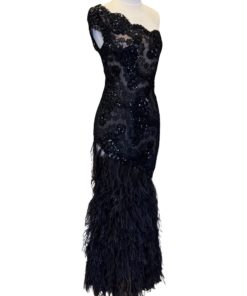FEZANDI Ostrich Feather Gown in Black (4) 12