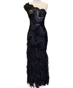 FEZANDI Ostrich Feather Gown in Black (4) 13