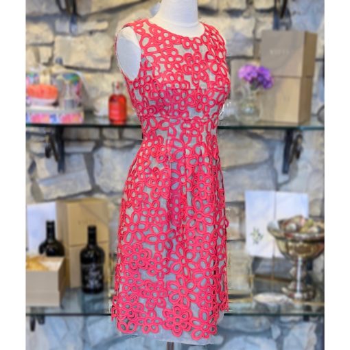 LELA ROSE Floral Dress in Coral and Sand (4) 1