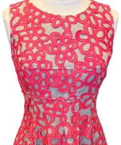 LELA ROSE Floral Dress in Coral and Sand (4) 6
