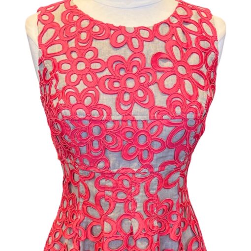 LELA ROSE Floral Dress in Coral and Sand (4) 2