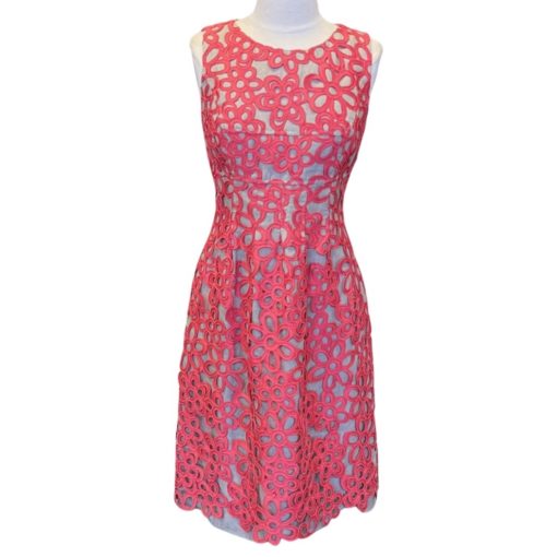 LELA ROSE Floral Dress in Coral and Sand (4) 3