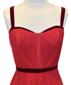MARCHESA NOTTE Tulle Velvet Gown in Red (8) 8