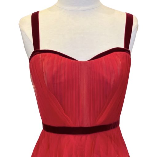 MARCHESA NOTTE Tulle Velvet Gown in Red (8) 2