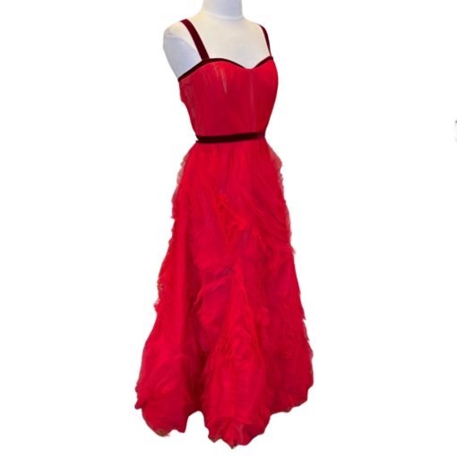 MARCHESA NOTTE Tulle Velvet Gown in Red (8) 3